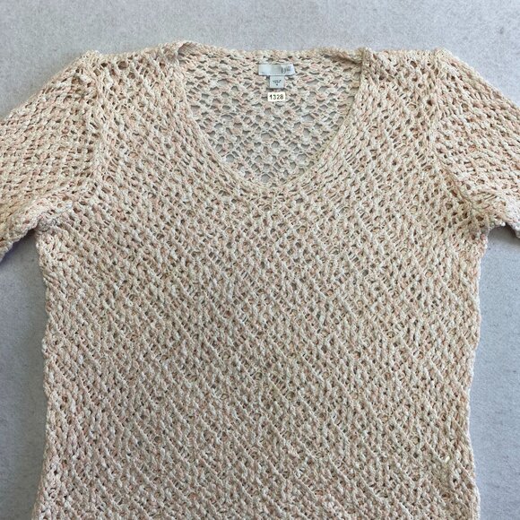 J. Jill Tops - J. Jill 100% Cotton Crochet Top Pullover Women's M Pink 3/4 Sleeve Pullover